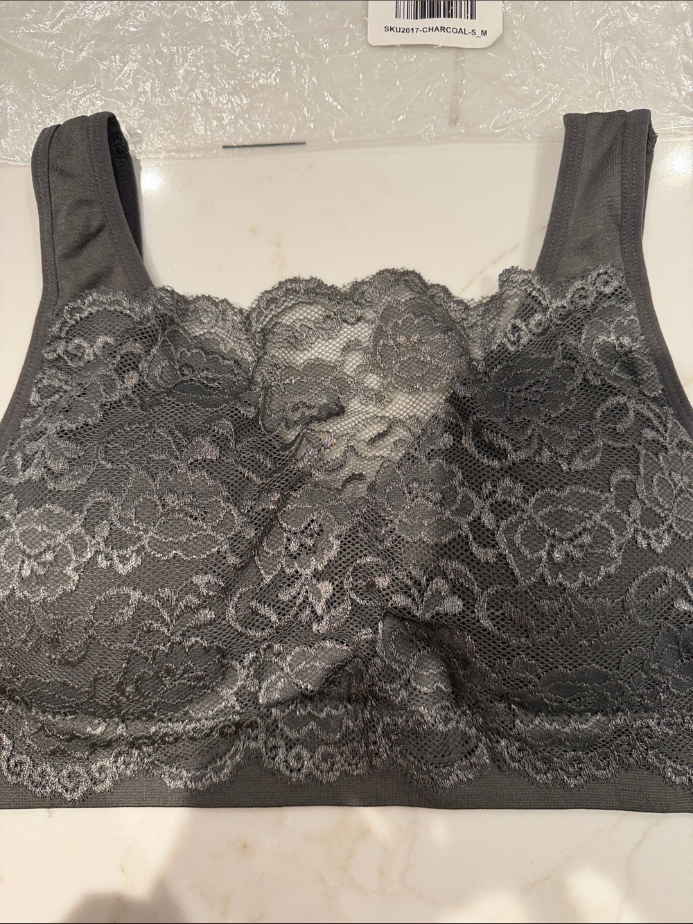 Zenana Outfitters Charcoal Lace Wireless Bralette